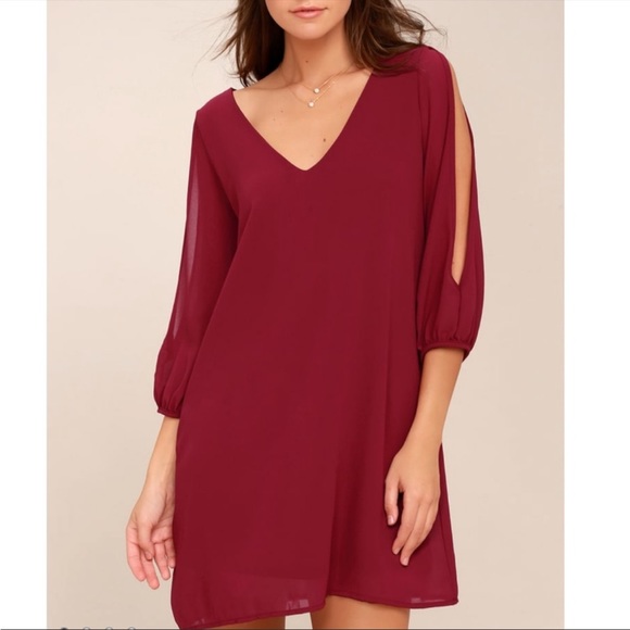 Lulus burgundy shift dress - Picture 2 of 6